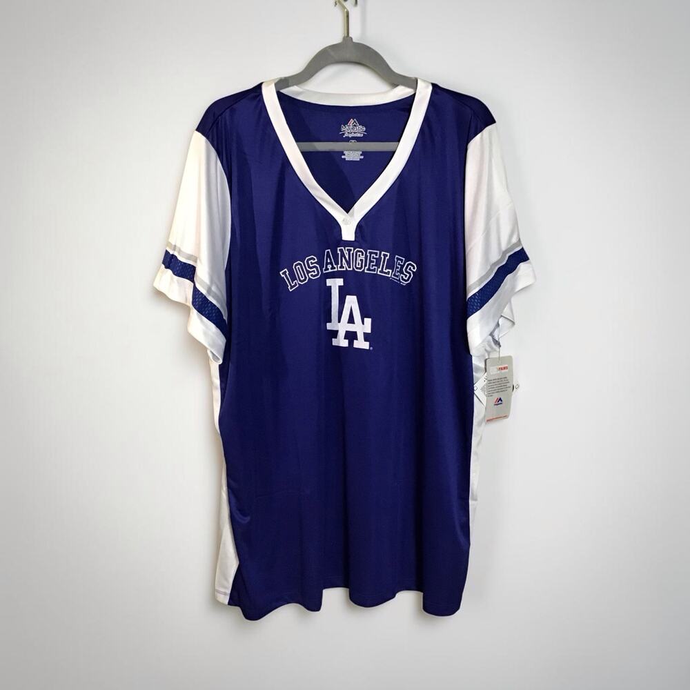 Majestic Women Los Angeles Dodgers V-neck jersey "LA" logo on the front Sz. 3X
